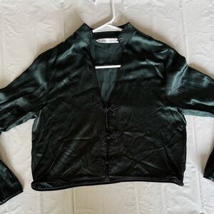 Zara Women's Green Satin Jacket
